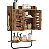 HOOBRO Farmhouse Medicine Cabinet, Double Doors Wood Wall Mounted Storage Cabinet with 2 Towel Bar, Adjustable Shelf, 2 Hooks