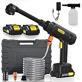 Cordless Pressure Washer with 6-in-1 Nozzle, Portable Battery Powered Pressure Washer Handheld with 2 Battery, 6L/min Portable High Pressure Cordless Power Washer for Car/Floor/Patio Cleaning.