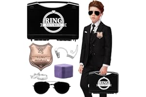 Yuchew Ring Bearer Security Box Gifts Ring Security Wedding Set Accessory, Include Acoustic Earpiece Tube, Sunglass, Badge, Wedding Rings Box with 2 Rings