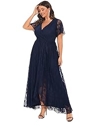 Ever-Pretty Plus Women's V Neck Ruffles Sleeves