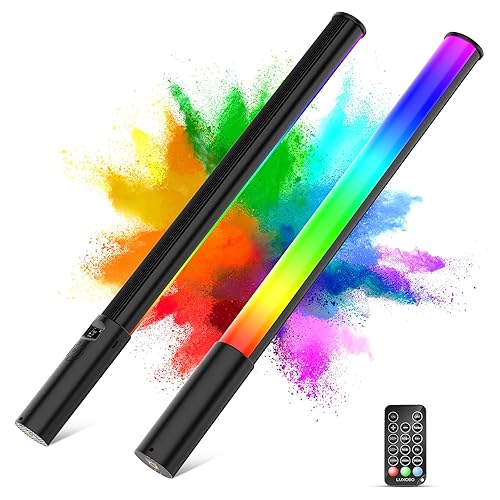 Lookmein RGB LED Light Wand with Remote Control, Handheld 360°RGB