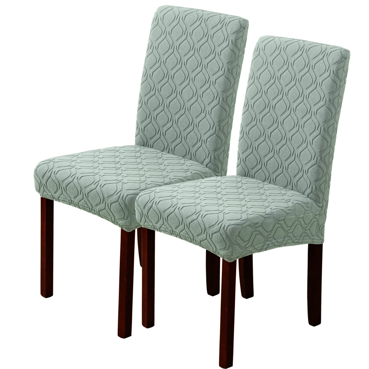 LANSHENG Dining Chair Covers, Stretch Chair Covers for Dining Chairs, Removable Washable Dining Chair Seat Slipcovers for Dining Room, Kitchen (Set of 2, Sage Grenn)