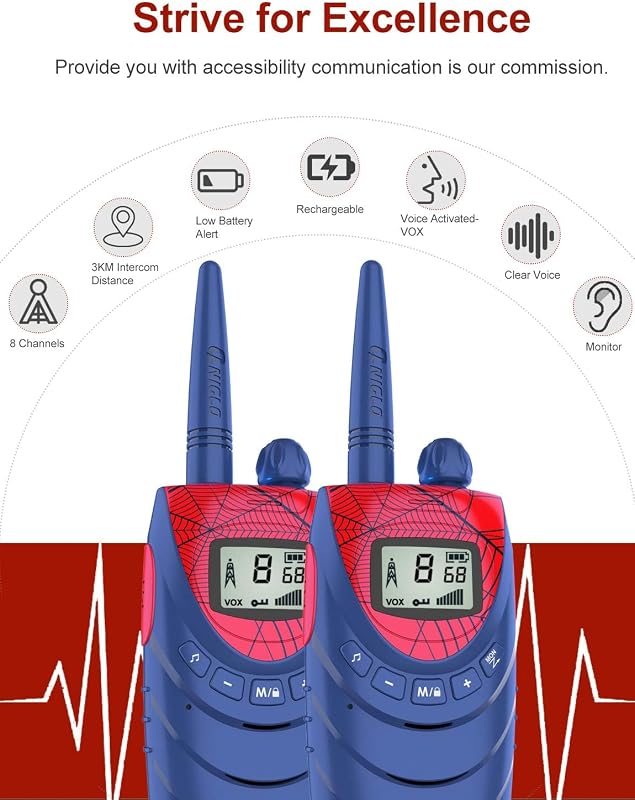 Spiderman Walkie Talkie Niños Recargable, Juguetes de 3 a 12 Año