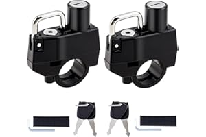 Windance 2Pack Motorcycle Helmet Lock Keyed Alike, Anti Theft Security Lock Helmet Holder Hook for 7/8" 22mm Handlebar otorbike Bike Frame Tube Bumper Luggage Rack (2)