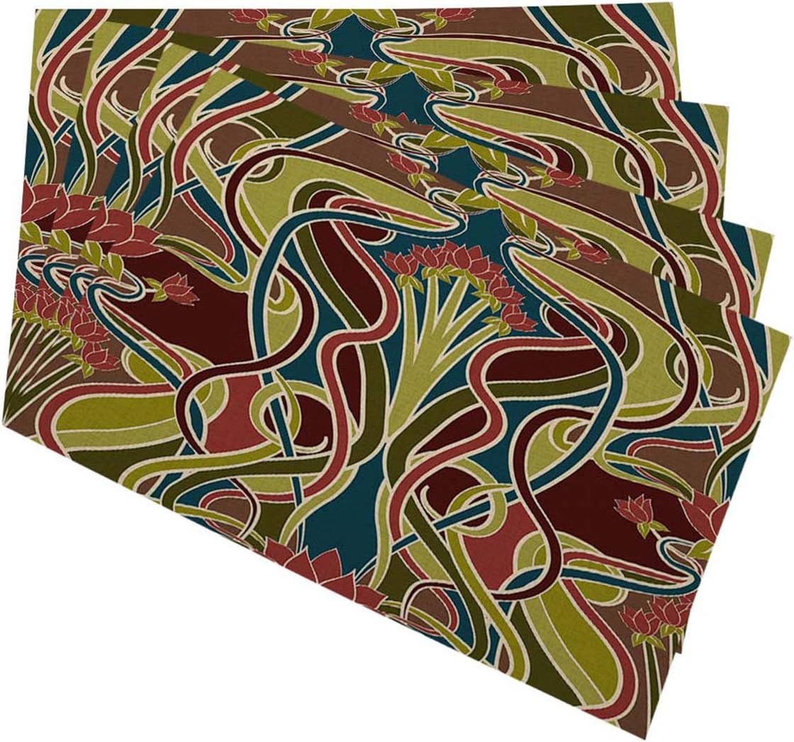 Mugod Leopard Placemats Sexy Leopard Print Decorative Heat Resistant Non-Slip Washable Place Mats for Kitchen Table Mats Set of 4 12"x18": Home & Kitchen