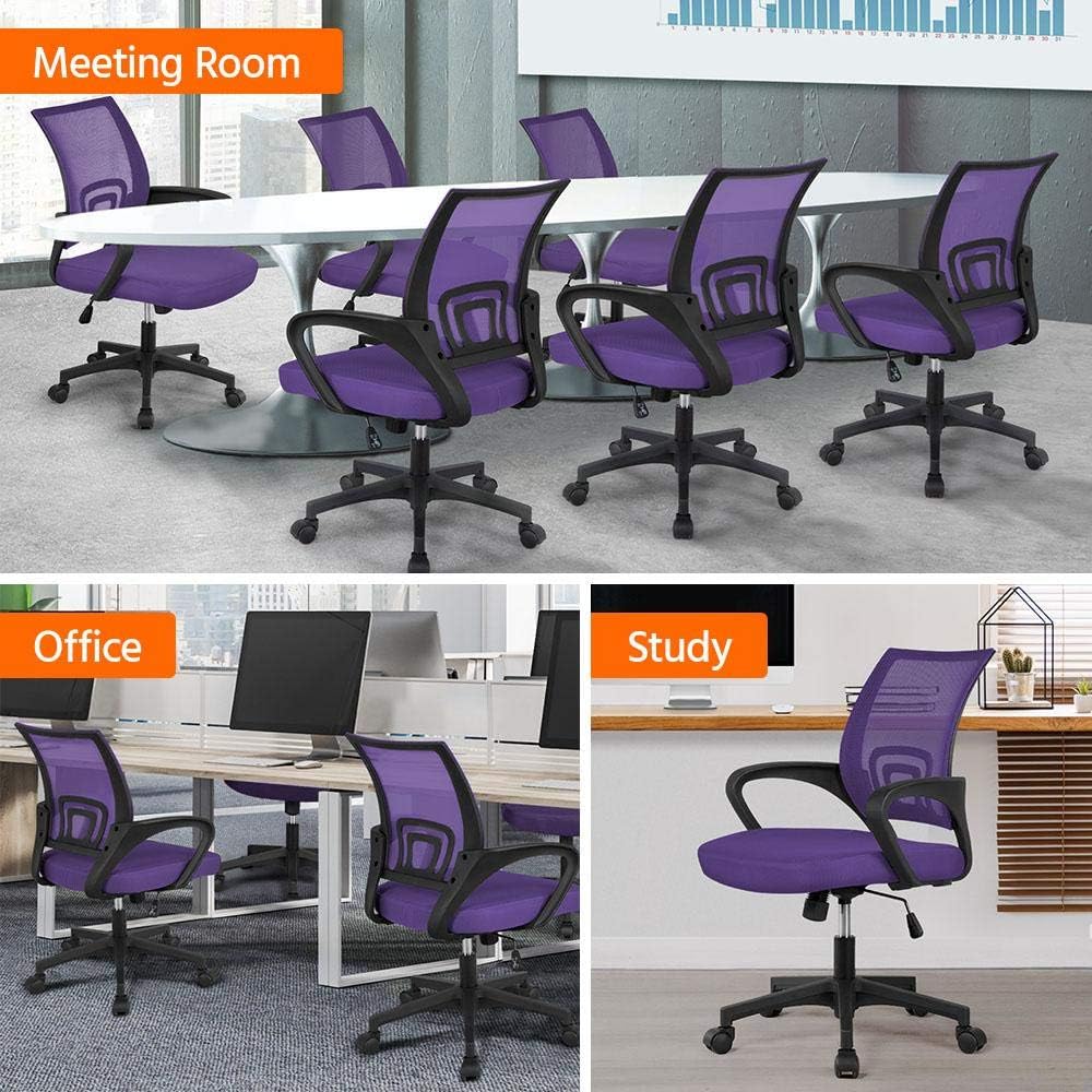 YAHEETECH Ergonomic Mesh Office Desk Chair, Adjustable Executive Chair with Swivel & Lumbar Support for Conference and Home Purple: Furniture & Decor
