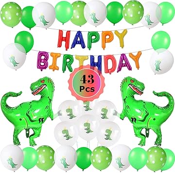yuchisx 43 piezas decoracion de fiesta de dinosaurio dinosaurio cumpleanos set de decoracion fiesta para ninos globos de colores para ninos chicas