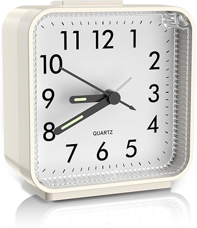 Brifit Silent Alarm Clock Bedside Battery Powered No Ticking Large Display