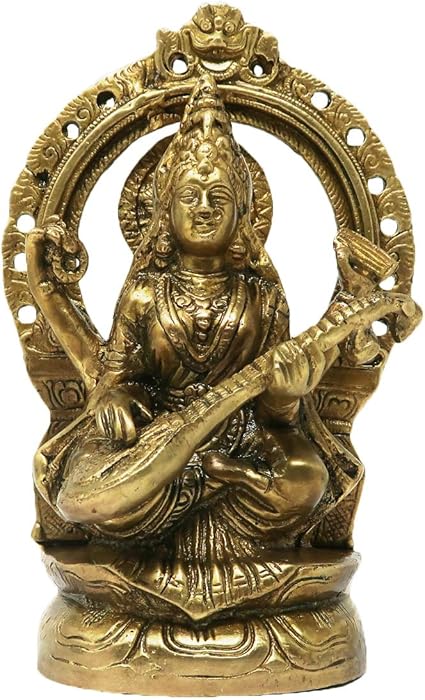 Brass Statue of MATA Saraswati Murti Sculpture Goddess of Learning ...