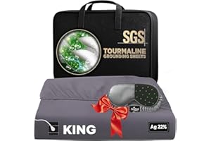 Luxury Tourmaline Grounding Sheets King 20% Silver Fiber, 76% Tourmaline Cotton, 4% Silk, SGS Quality Certified Grounded Well