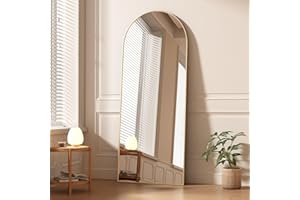 NUTTUTO 64"×21" Arched Full Length Mirror, Floor Mirrors with Aluminum Alloy Frame, Wall-Mounted Full Length Body Mirror Free-Standing or Leaning Against Wall for Bedroom Living Room, Gold