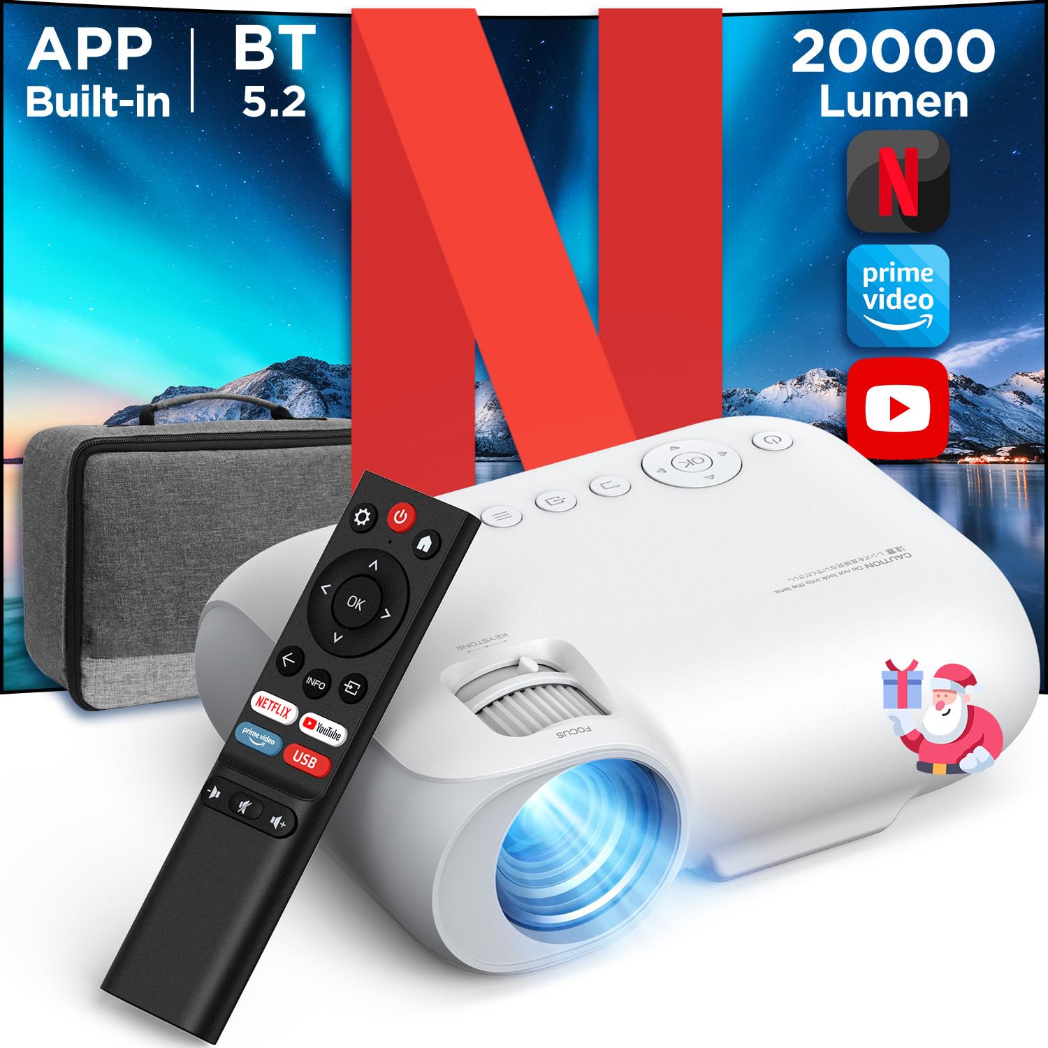 Photo 1 of YOTON Y9 Netflix Projector with wifi and bluetooth, Portable Projector 4K support 20000 lumens with zoom, 2024 Upgraded movie projector with Netflix/Prime Video/YouTube/Hulu/Dolby
