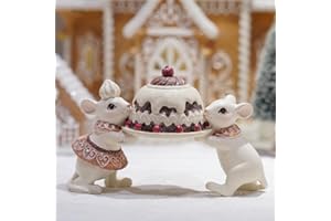 Braxio Christmas Decorations Indoor Home Decor - Resin Cute Christmas Mouse Holding Cake for Women Coffee Table Desk Christmas Decor 5.5 * 2.5 * 3.5 Inch