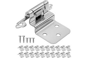DONANIM 3/8" Inset Cabinet Door Hinges (10 Pairs -20 Pack) Self Closing Cupboard Hinges for Kitchen/Bathroom/Furniture Cabinets & Doors,Satin Nickel