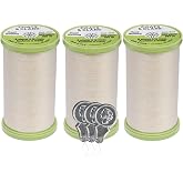 Coats &amp; Clark Hand Quilting Sewing Thread Cotton Covered Polyester 325 Yards S960 3 Pack Bundle with 3 Bella's Crafts Needle Threaders (Natural)