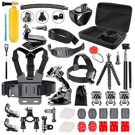 Followsun 52-In-1 Action Kamera Sport Zubehör für GoPro Hero Session/5 Hero 1 2 3 3+ 4 5 SJ4000 SJ7000 DBPOWER AKASO VicTsing