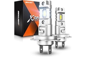 SEALIGHT H7 LED Headlight Bulbs, 900% Brightness 1:1 Size H7 LED Bulbs, Fanless Design, Cool White, Plug and Play, Halogen Re