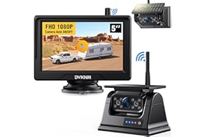 Magnetic Solar Wireless Backup Camera, 1Min Installation 1080P DVR 5" IPS Monitor 10500mAh Rechargeable Sleep Mode Night Vision Waterproof Rear View Camera System for Truck RV Trailer Car AP5S DVKNM