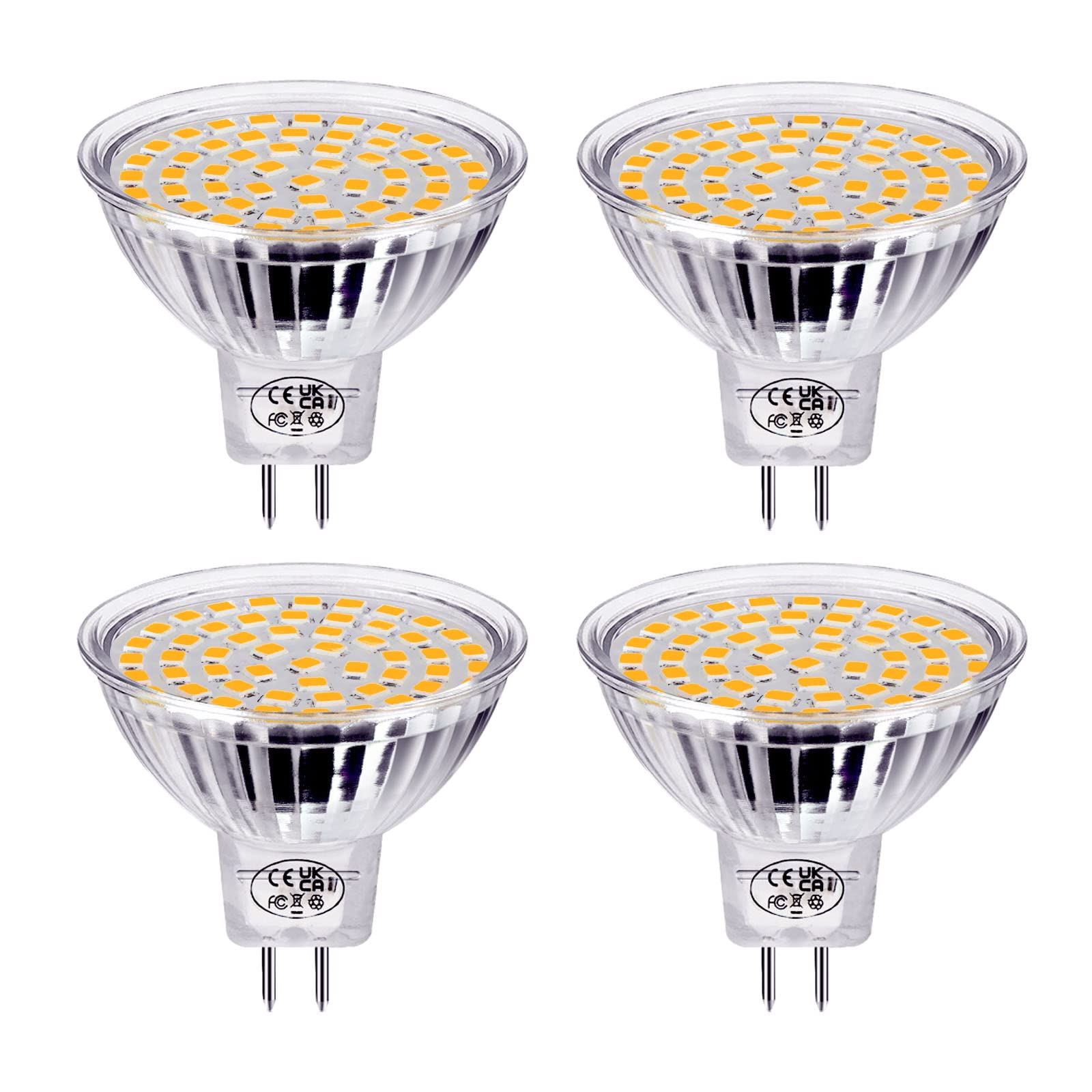 GVOREE 4 Pack MR16 LED Light Bulbs,5W (Equivalent to 40W),GU5.3 3000K Warm White,12-Volt,450Lumen,120°Beam Angle, LED Spotlight AC/DC Non-dimmable — image 1