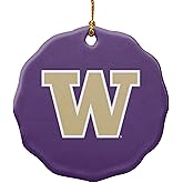 GRAPHICS & MORE University of Washington Primary Logo Porcelain Scalloped Holiday Christmas Tree Ornament - 2.8" (7.1 cm)