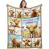 Highland Cow Blanket for Women Men, Soft Cow Blanket Gift for Boys Girls, Birthday Gift for Highland Cow Lovers, Flannel Blankets for Couch, Sofa, Travel, Gifts for Christmas Thanksgiving Day 50x60