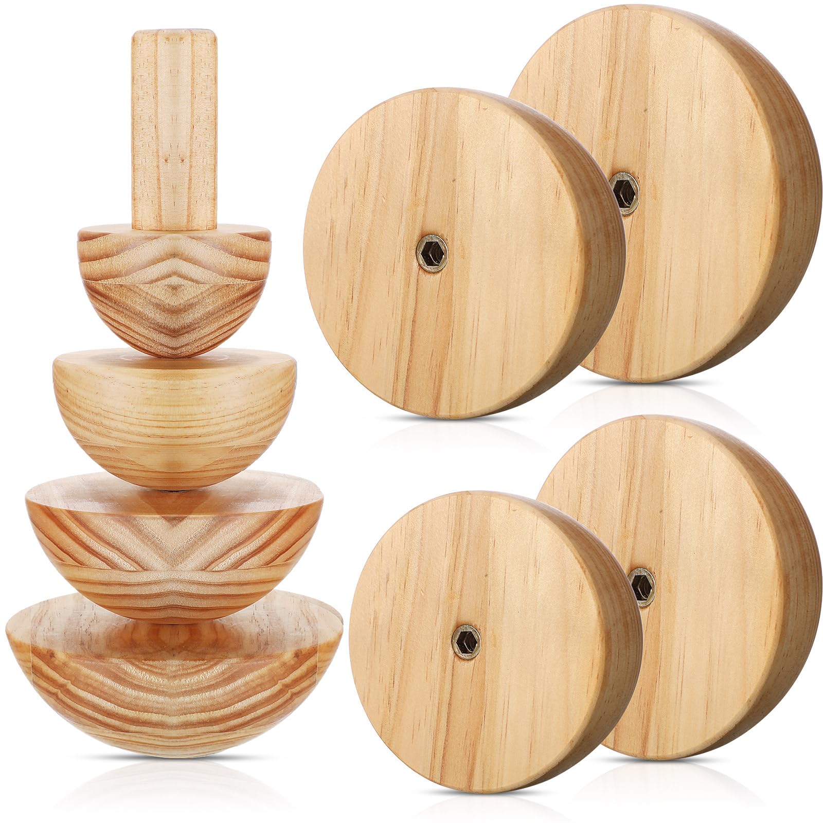Photo 1 of Doublefill 4 Pack Pottery Molds Plaster Molds Wood Pottery Tools with Handle for Ceramic Top Forms DIY Bowls Plate Dish Slump Press Art Making(Hemispherical,3.5'' 4.5'' 5.5'' 6.5'' Thickness 2.5'')