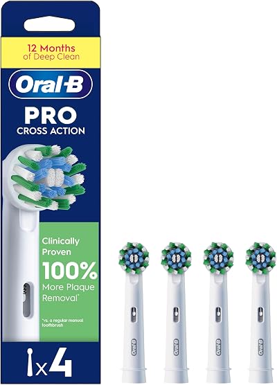 Oral-B Pro Cross Action Electric Toothbrush Head Pack of 4 X-Shape Bristles For