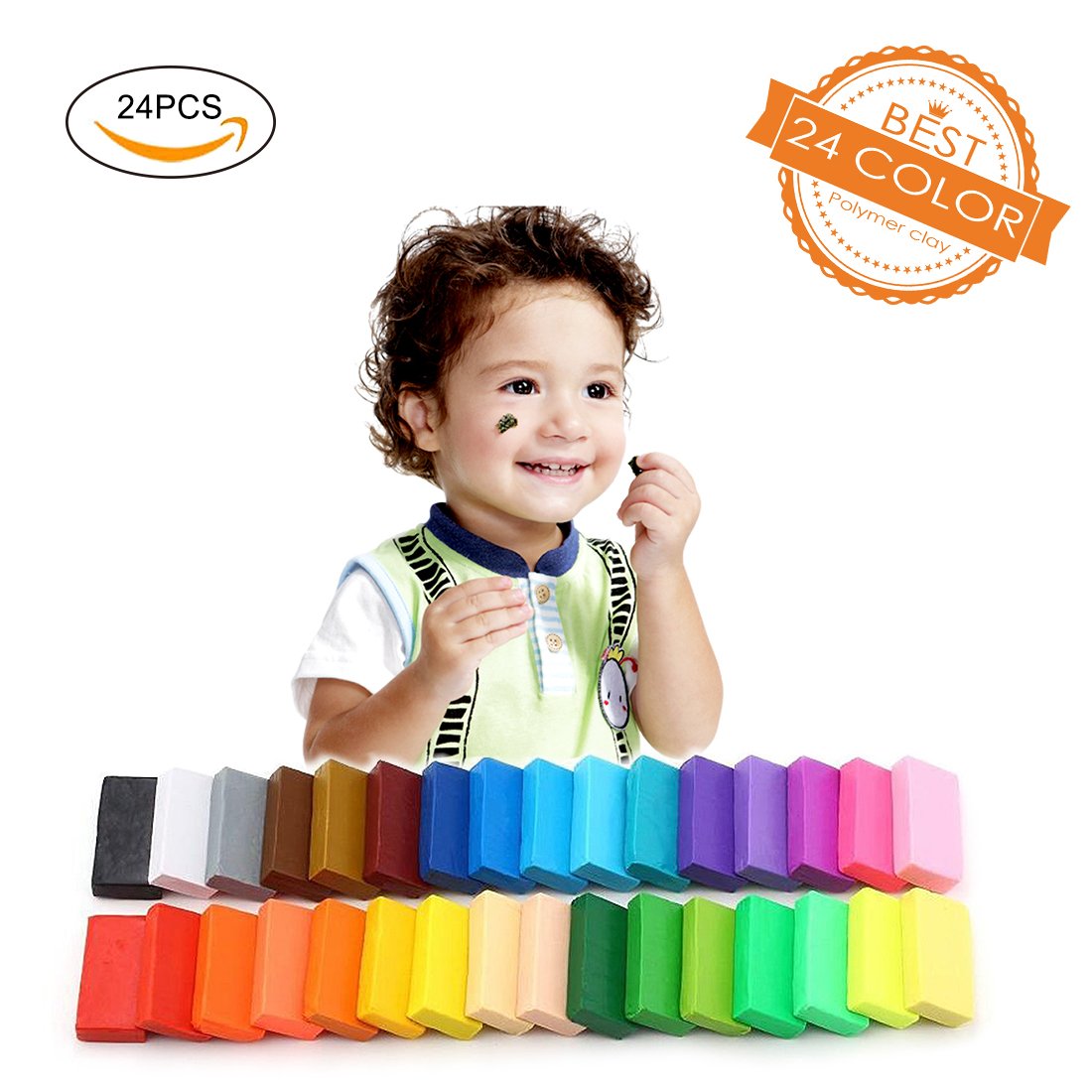 DIY Colorful Clay, Schoone 24 Colors Polymer Clay Creative Street Model Clay, Soft Molding Craft Oven Baking Clay and Kits, Tutorials, Best Kids Gifts