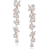 SWEETV Cubic Zirconia Bridal Earrings for Women Brides, Crystal Chandelier Wedding Drop Earrings for Prom or Pageant