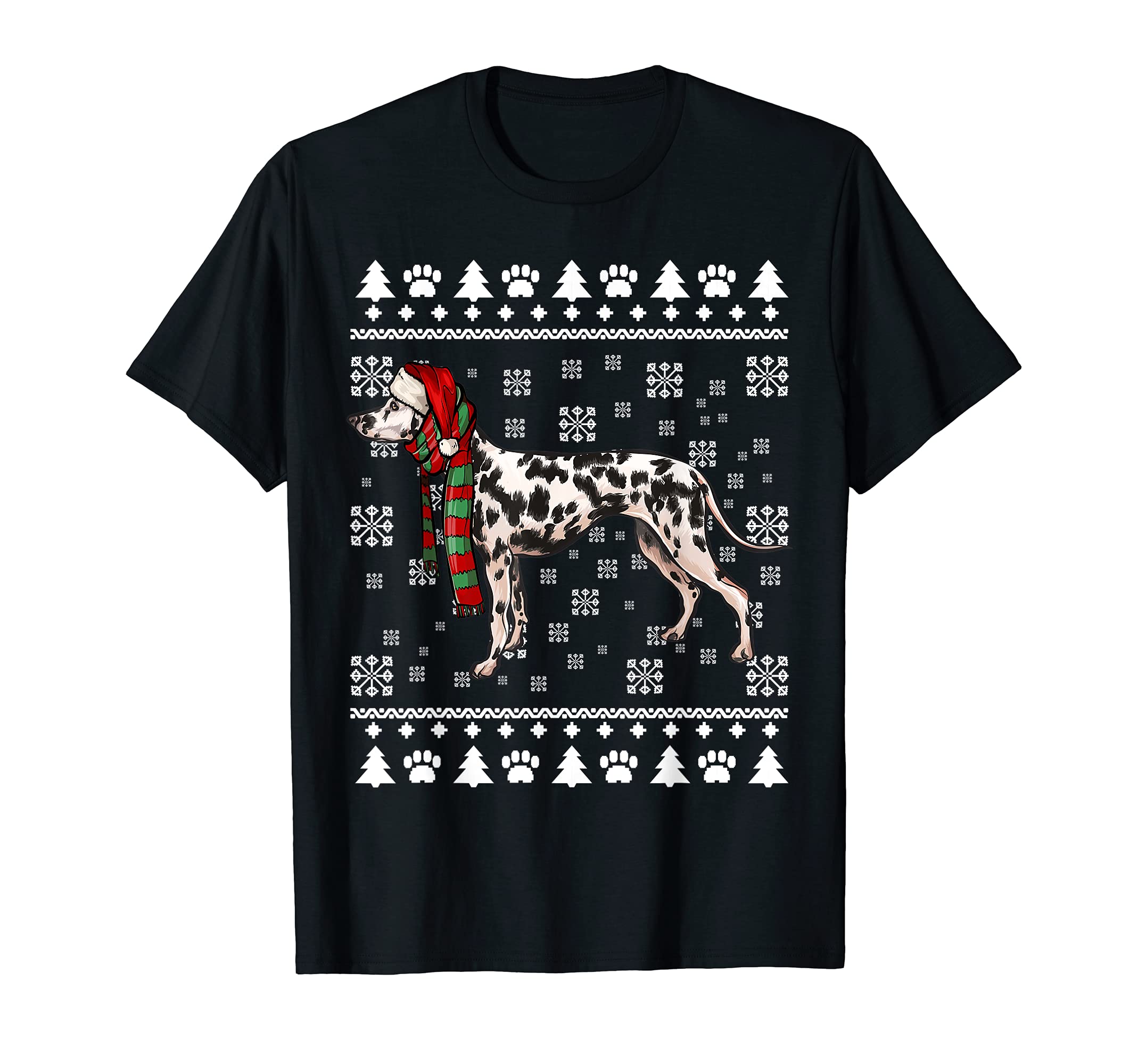 Dalmatian Dog Santa Hat Xmas Ugly Christmas T-Shirt