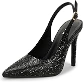 IDIFU IN4 Sparkly Rhinestone Slingback Heels for Women Pumps Closed Pointed Toe Stiletto High Heels Dress Shoes for Women Sexy Wedding Bridal Prom Office Work Pumps Shoes