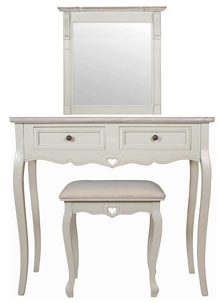 Dressing Table Mirror And Stool Set In Antique Cream Amazon Co
