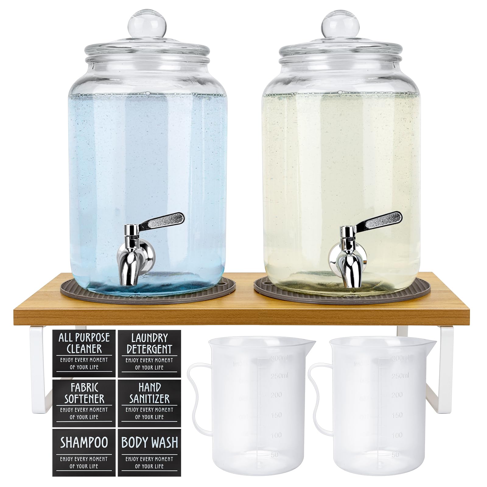 Photo 1 of 106oz Leak-Proof Glass Laundry Dispenser 2-Pack with Stand - Reusable Detergent & Fabric Softener Containers for Bathroom & Kitchen Storage