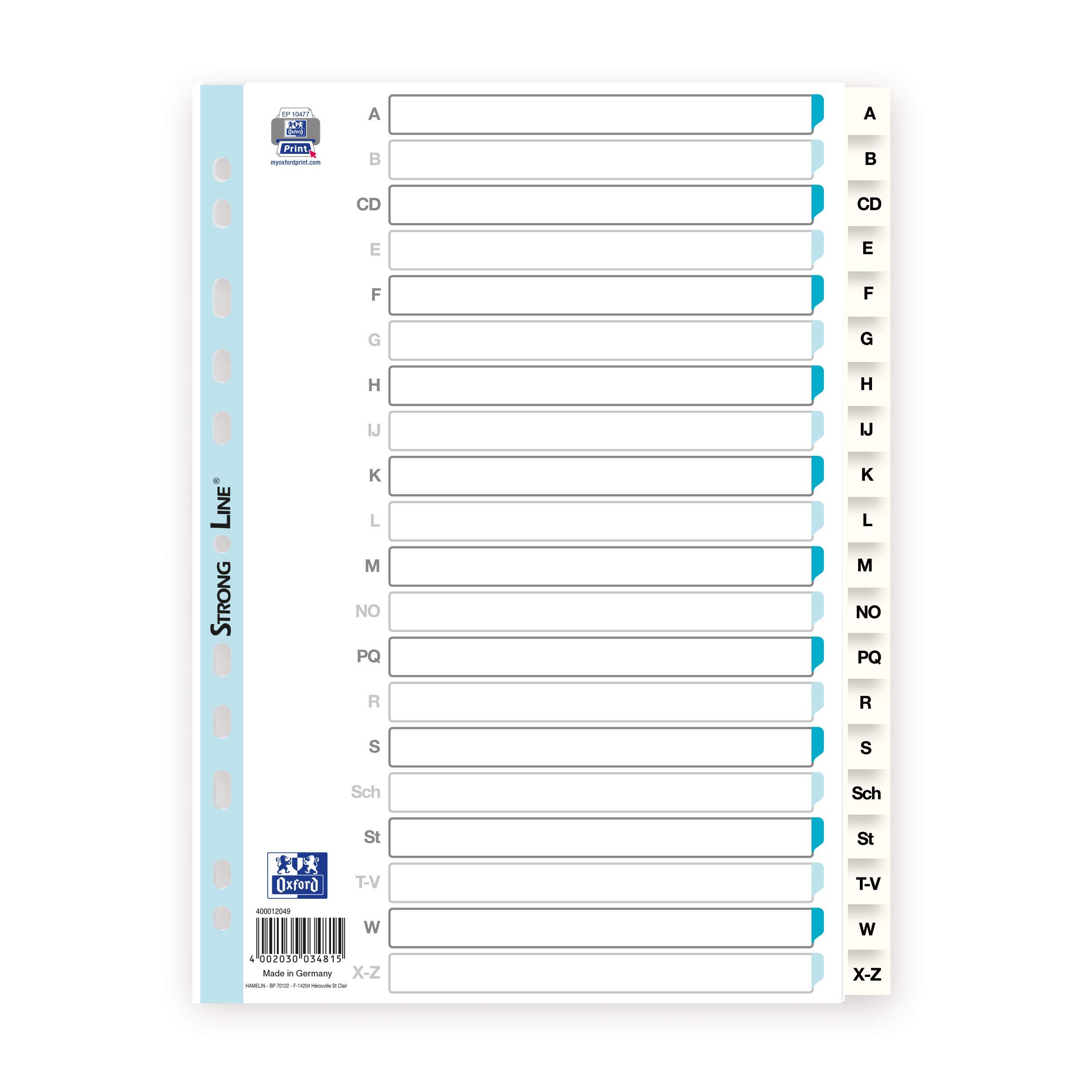 Elba 03481 A - Z Register Plastic 20 Sheets A4 10 Pieces White