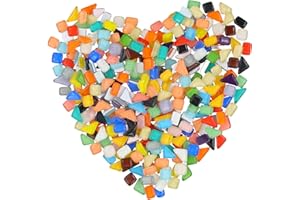 Hoxfly 500g Glass Mosaic Tiles for DIY Crafts, Mixed Color Irregular Ceramics Mosaic Tiles, Colorful Mosaic Pieces for Handma