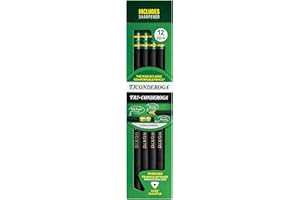 Ticonderoga Tri-Conderoga Triangular Pencils, Wood-Cased #2, Sharpener, Soft Touch Comfort Barrel, Black, 12-Pack (22500)