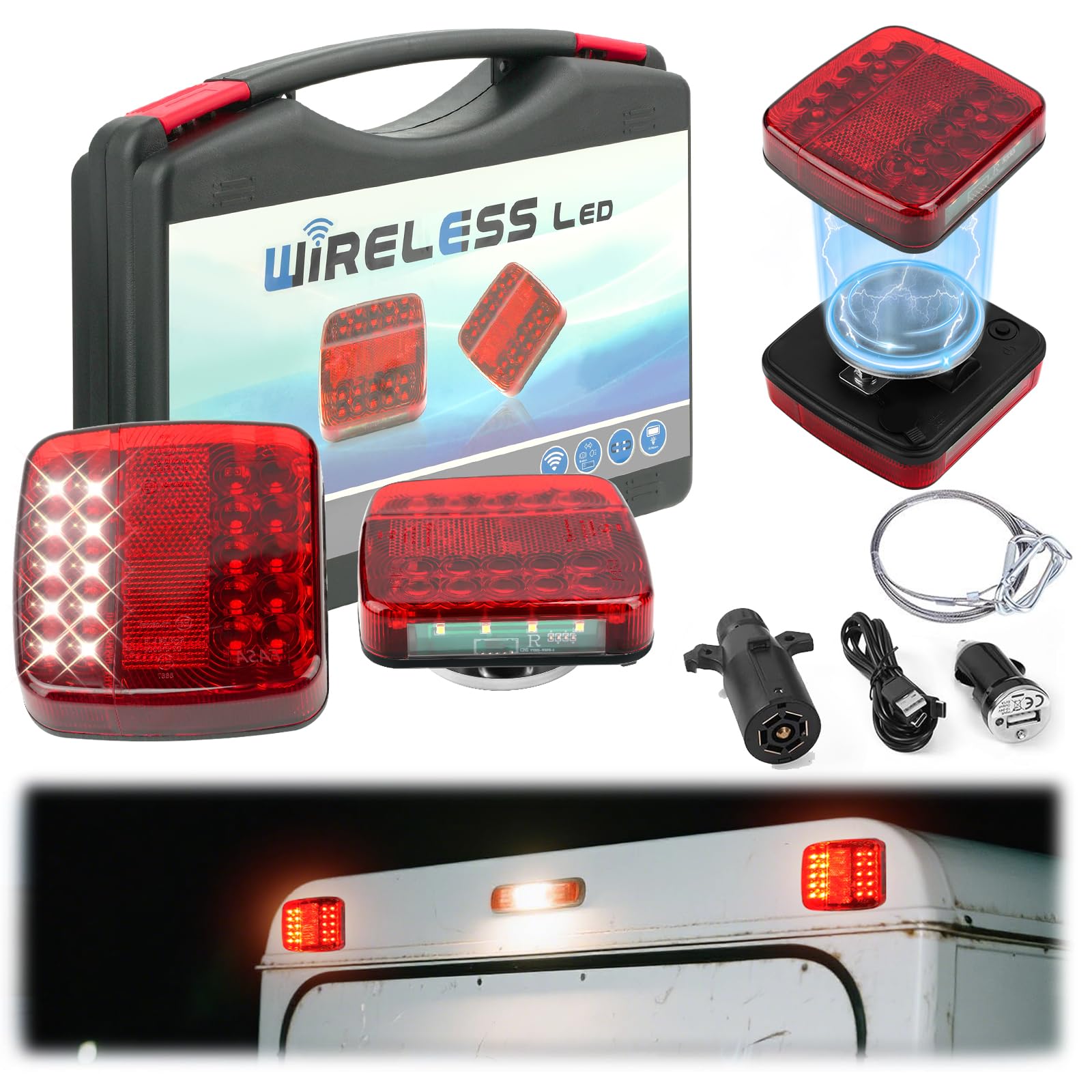 Photo 1 of ***MISSING PARTS***
spnanma Wireless Trailer Lights Kit Magnetic, LED Wireless Tail Lights for Trailer with Strong Magnet and Rechargeable Battery, IP67 Waterproof, Portable Tow Light Set for Trucks, RVs, Boats, Campers