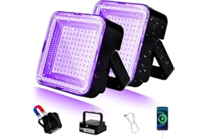 BENSS 2 Pack 5000mAh Battery Powered Led Black Light, IP66 Waterproof, 120 LED for Halloween Party, Glow in The Dark, Fluorescent Poster, Stage Lighting, Aquarium, Body Paint, Neon Glow
