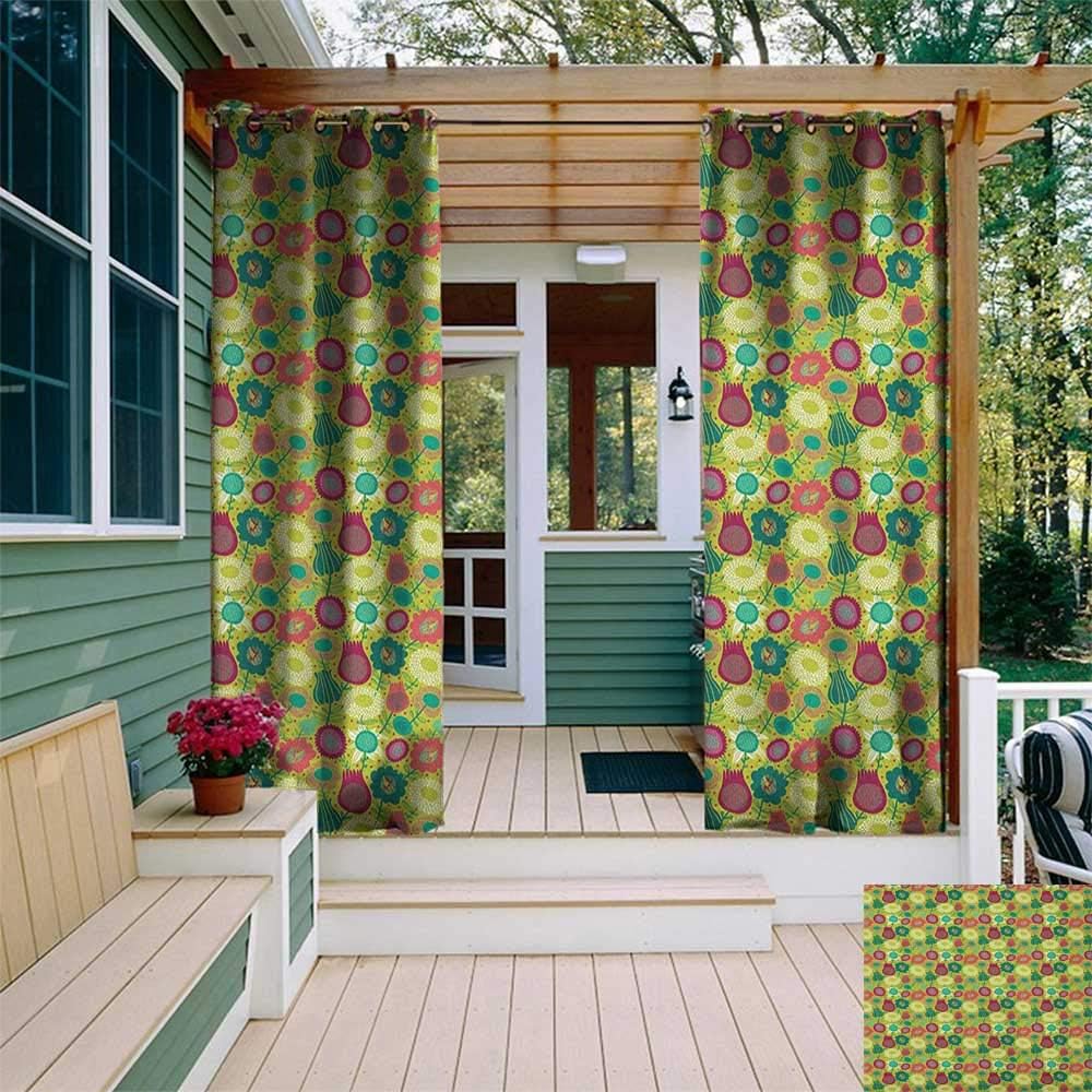 Leinuoyi Colorful Outdoor Curtain Set Of 2 Panels Whimsical Pattern Of Hand Drawn Style Flowers Creative Botanical Spring Fantasy For Patio Furniture W120 X L96 Inch Multicolor Amazon Co Uk Kitchen Home