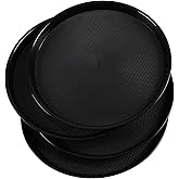 Nicesh 4-Pack Round Restaurant Tray, Round Plastic Serving Platter, Black