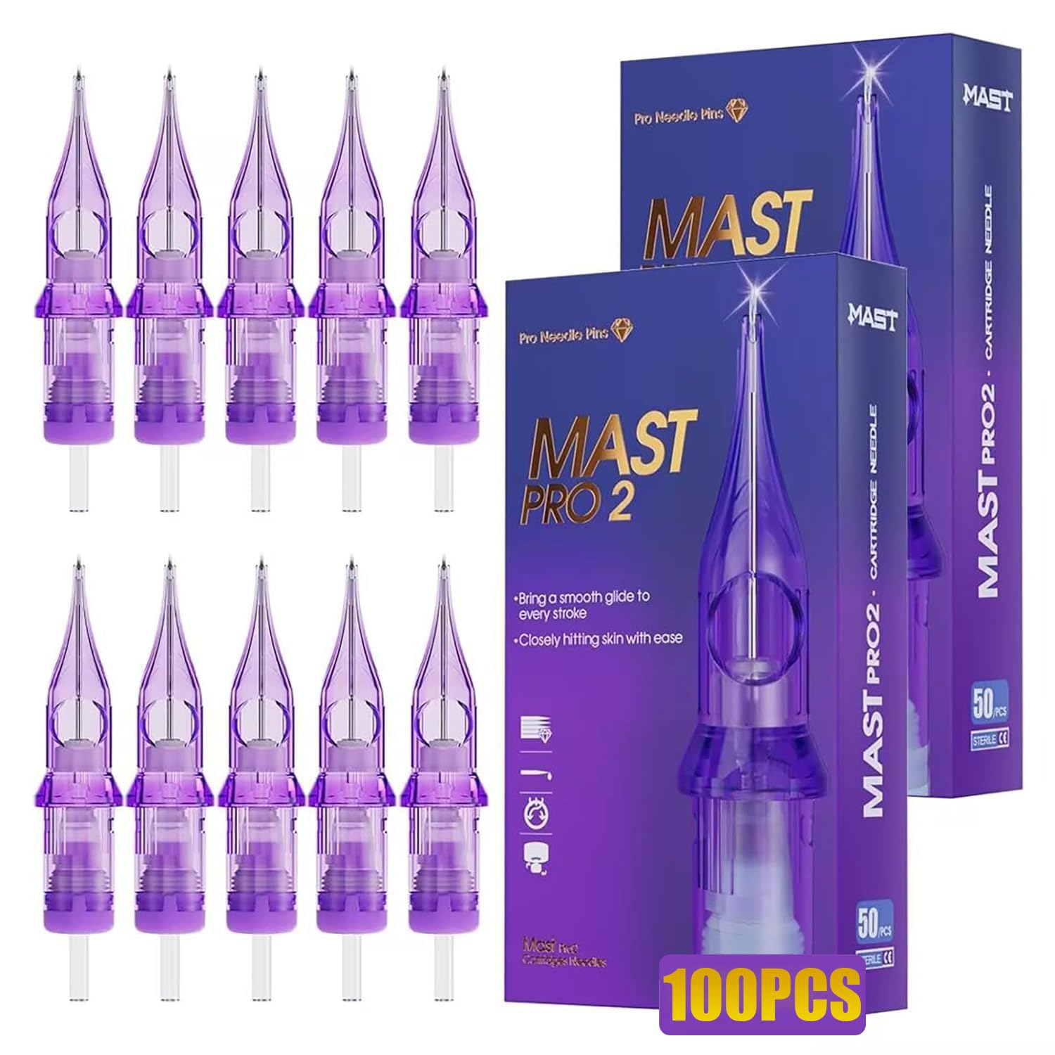 MAST TATTOO Supply Mast Pro Cartridges Tattoo-naalden Gesteriliseerde wegwerpcartridges naalden 50 stuks voor tattoo-machinepen (RL+RM+M)