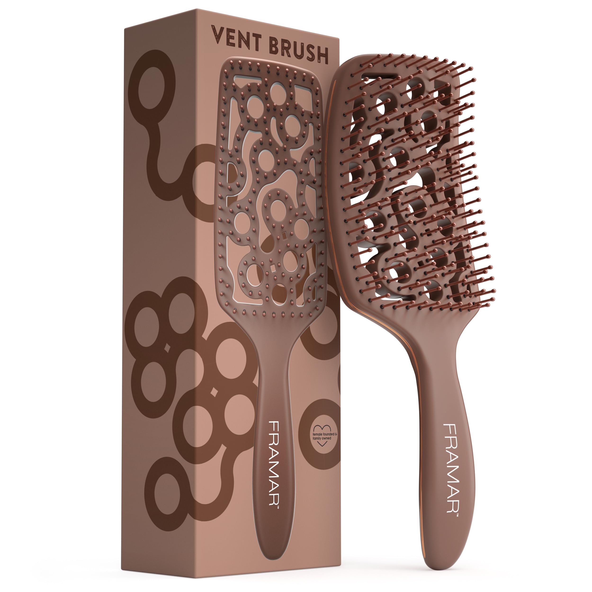 FRAMAR Professional Vented Hair Brush Women – Wet Hair Brush For Blow Drying, Hairbrushes For Women, Hairbrush, Vent Brush, Vented Design For Faster Blow Drying - Chocolate