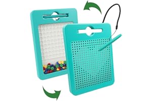 Svance 2-in-1 Double-Sided Magnetic Drawing Board for Kids & Toddlers Magnet Doodle Board with Beads, Magnetic Dot Art Toys, Road Trip Car Activities for Kids