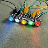 Gebeldet 5pcs 12mm Metal LED Indicator Light 12-24V AC/DC Stainless Steel view 3