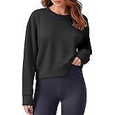 PINSPARK Soft Crewneck Cropped Sweatshirt for Women Long Sleeve Relaxed Lightweight Basic Crop Tops 2025