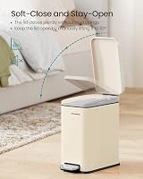 SONGMICS 5 L Slim Bathroom Bin with Pedal Lid Soft Close Steel LTB560A01 view 4