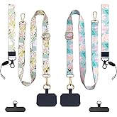 Nalefow Stylish Phone Lanyard Wrist Strap, 4× Phone Patches, 2× Adjustable Neck Strap, 2× Wrist Strap,2X Spring O Rings