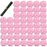 Artificial Carnation Flower, 50pcs Silk Faux Flower Heads with Stem, for DIY Wreath, Wedding Decor, Handmade Flowers, Table Centerpieces, Home Decor, Baby Shower, Graduation Decor (50, Pink)