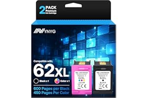 NYNYG 62XL Ink Cartridges for HP Ink 62XL Combo Pack for Envy 5540 5542 5545 5640 5642 5660 5664 5665 7640 7644 7645 OfficeJe