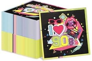 HEGBOLKE 100Pcs 90s Napkins 90's Party Decorations Napkins Colorful 90’s Hip Hop Napkins for Back to the 90s Theme Birthday Party Supplies, 13 x 13inch